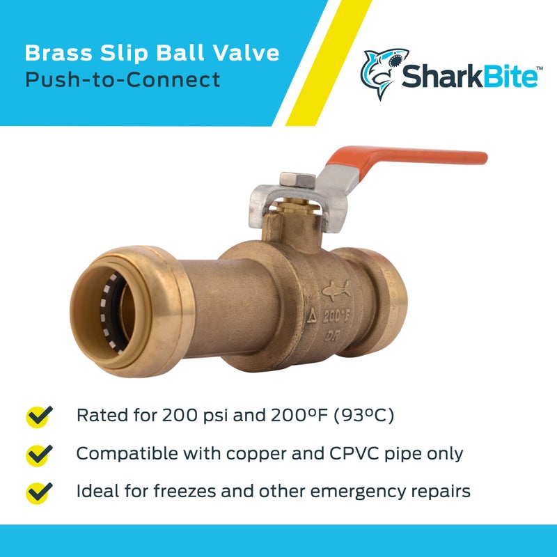 SharkBite 1 Inch Slip Ball Valve, Push to Connect Brass Plumbing Fitting, PEX Pipe, Copper, CPVC, PE-RT, HDPE, 24737LF - Image 4